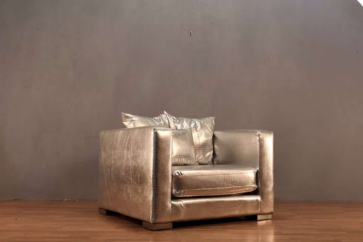 Large Silver Alligator Club Chair - ONLINE ONLY