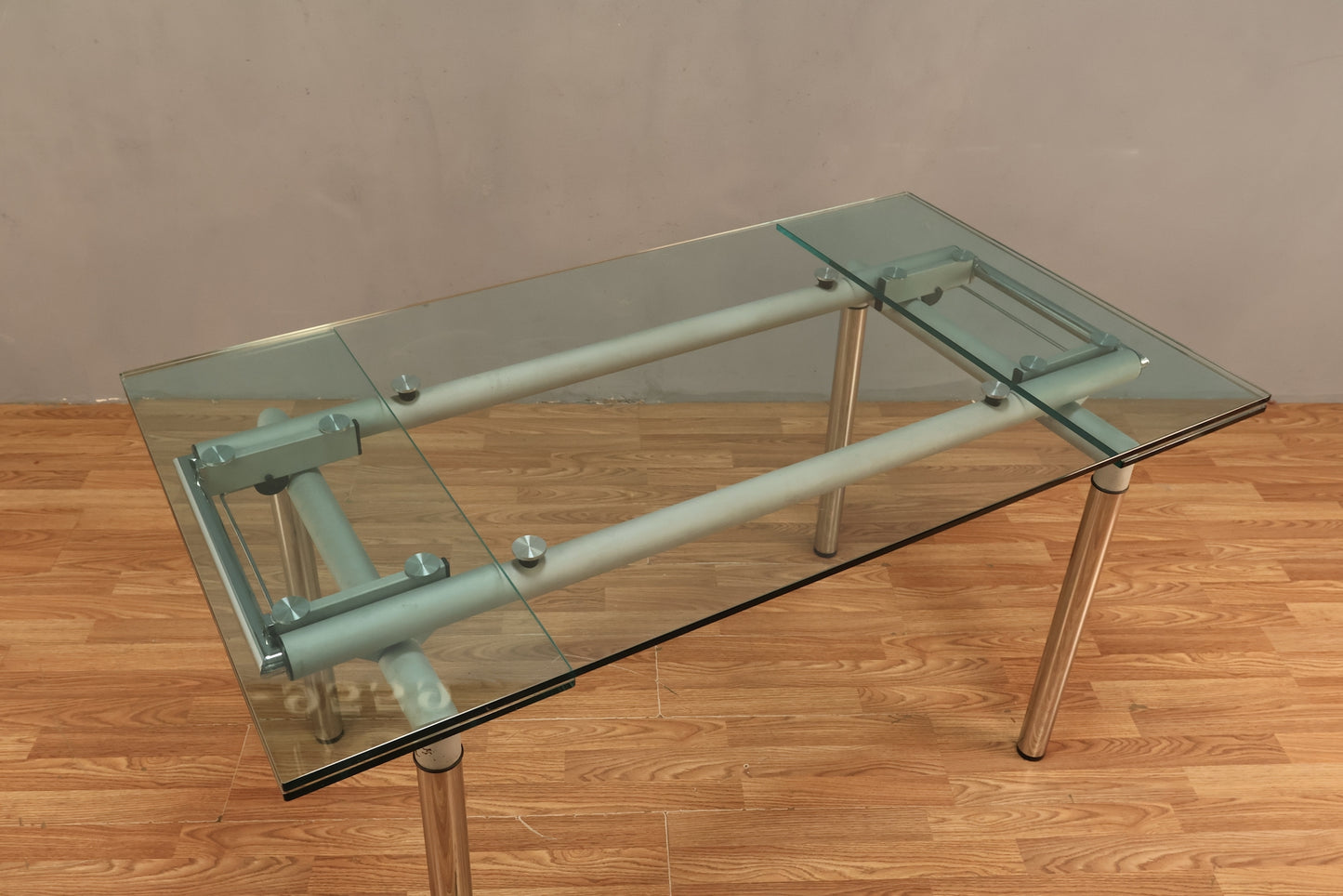 Modern Chrome & Glass Expanding Dining Table - ONLINE ONLY