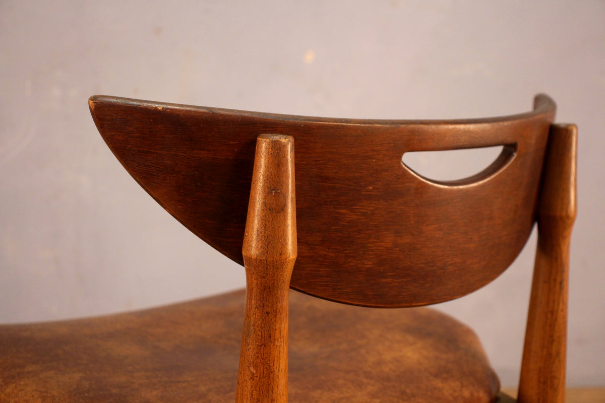Mid Century Walnut & Pecan Vinyl Side Chair