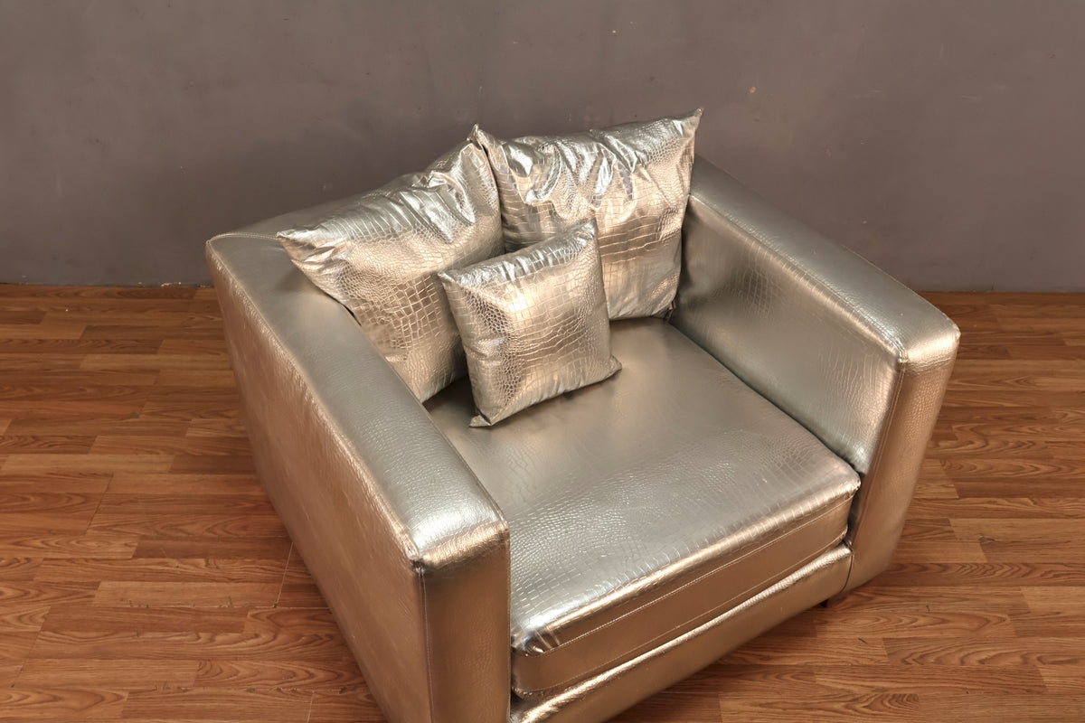 Large Silver Alligator Club Chair - ONLINE ONLY