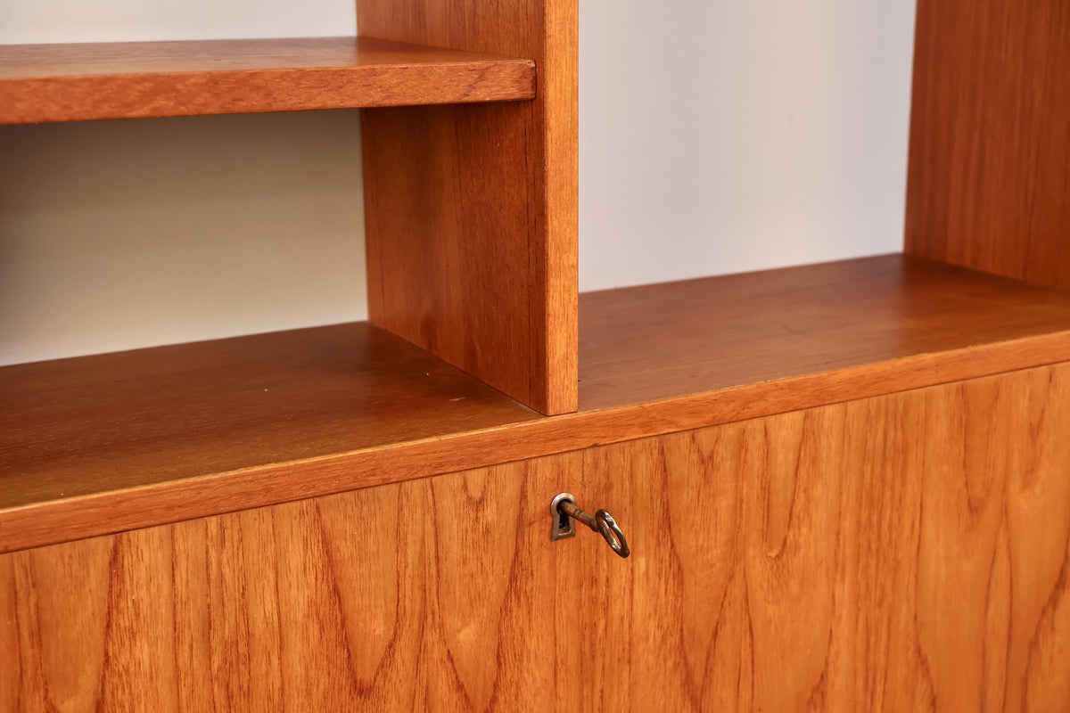 Danish Teak Shallow Drop-Front Wall Unit - ONLINE ONLY