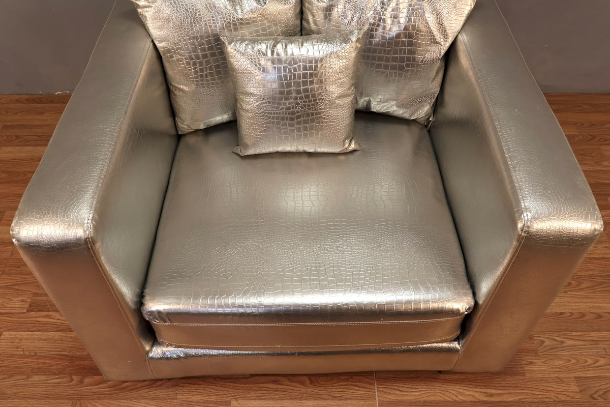 Large Silver Alligator Club Chair - ONLINE ONLY