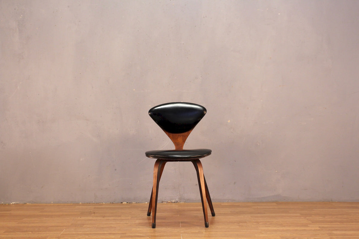Norman Cherner Bentwood & Black Leather Side Chair