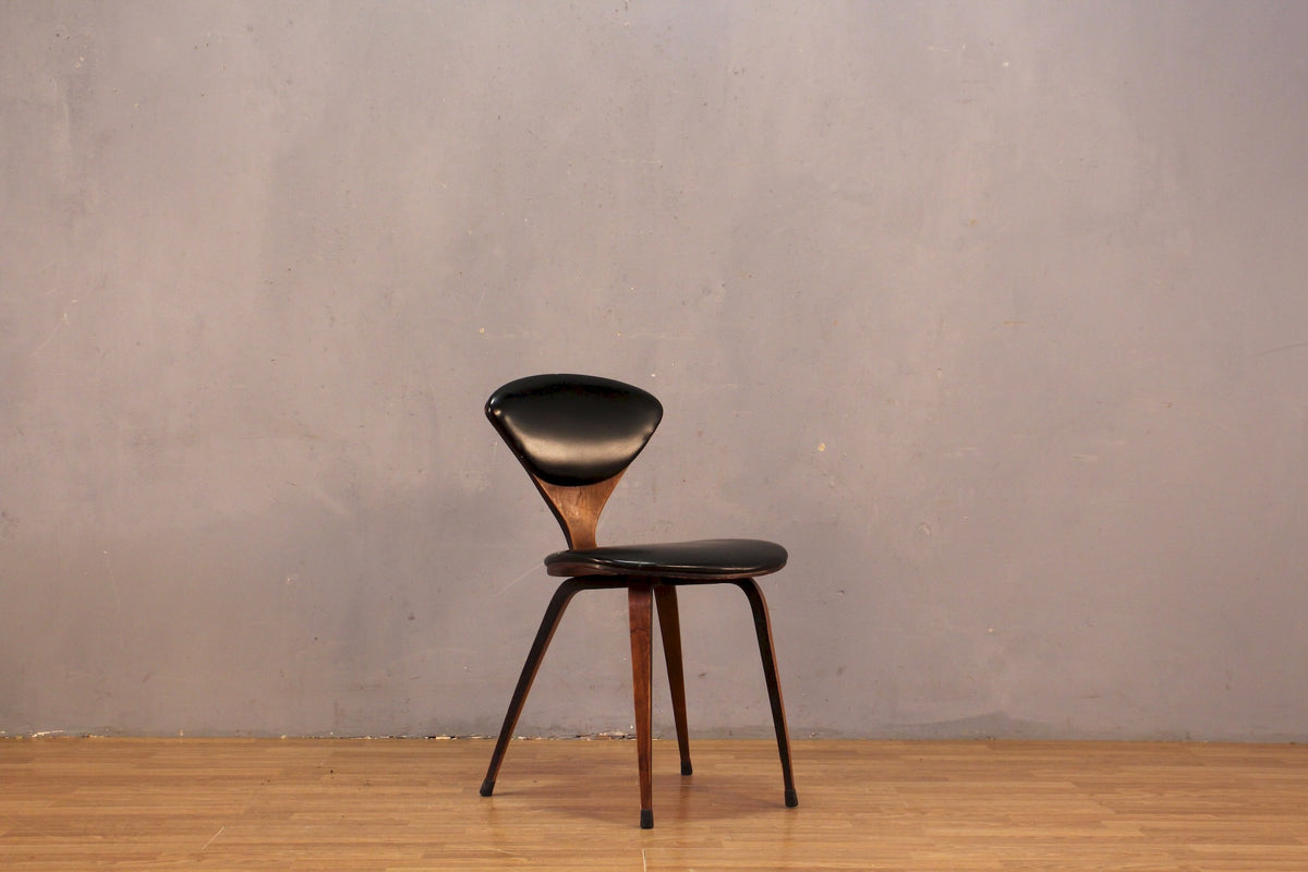 Norman Cherner Bentwood & Black Leather Side Chair