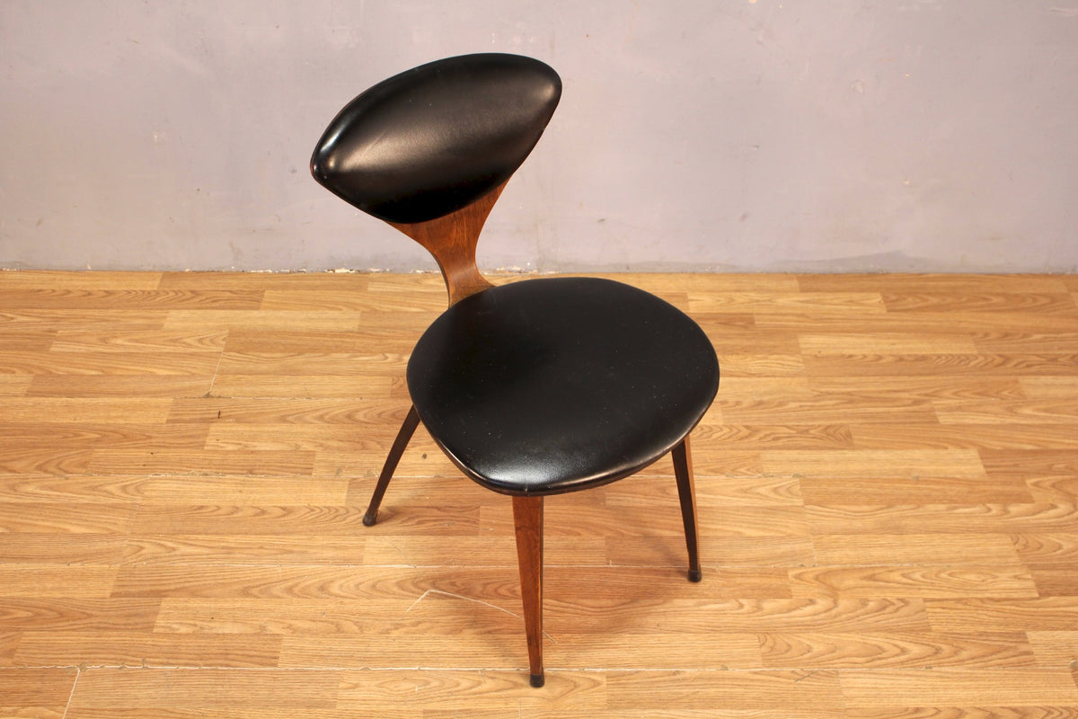 Norman Cherner Bentwood & Black Leather Side Chair