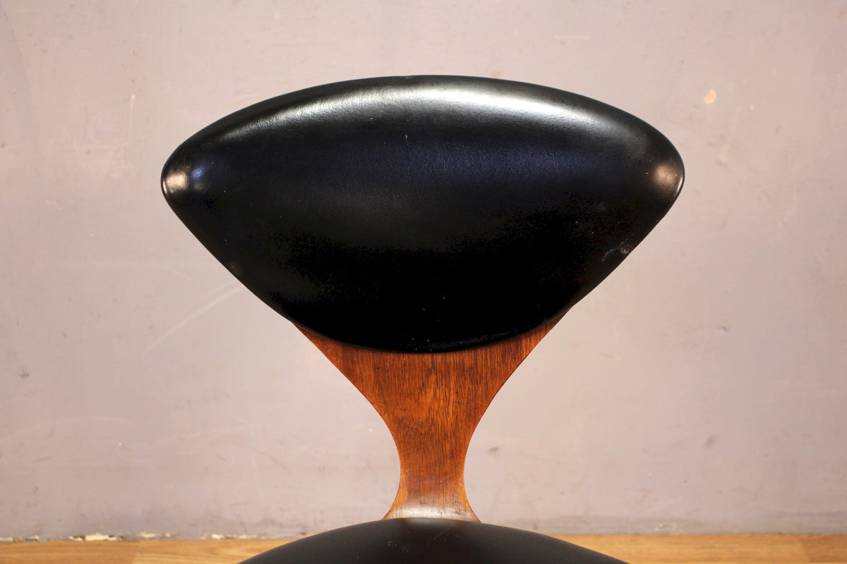 Norman Cherner Bentwood & Black Leather Side Chair
