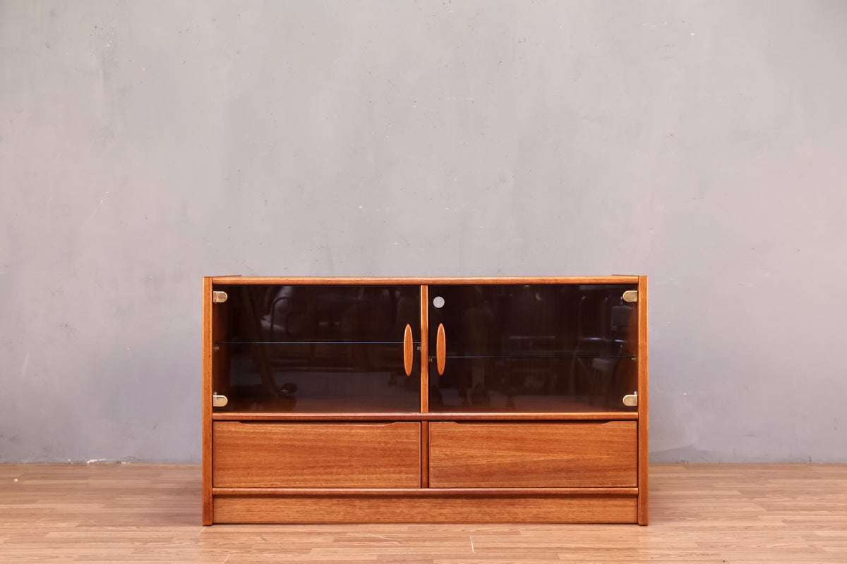Danish Teak & Glass Mini Credenza