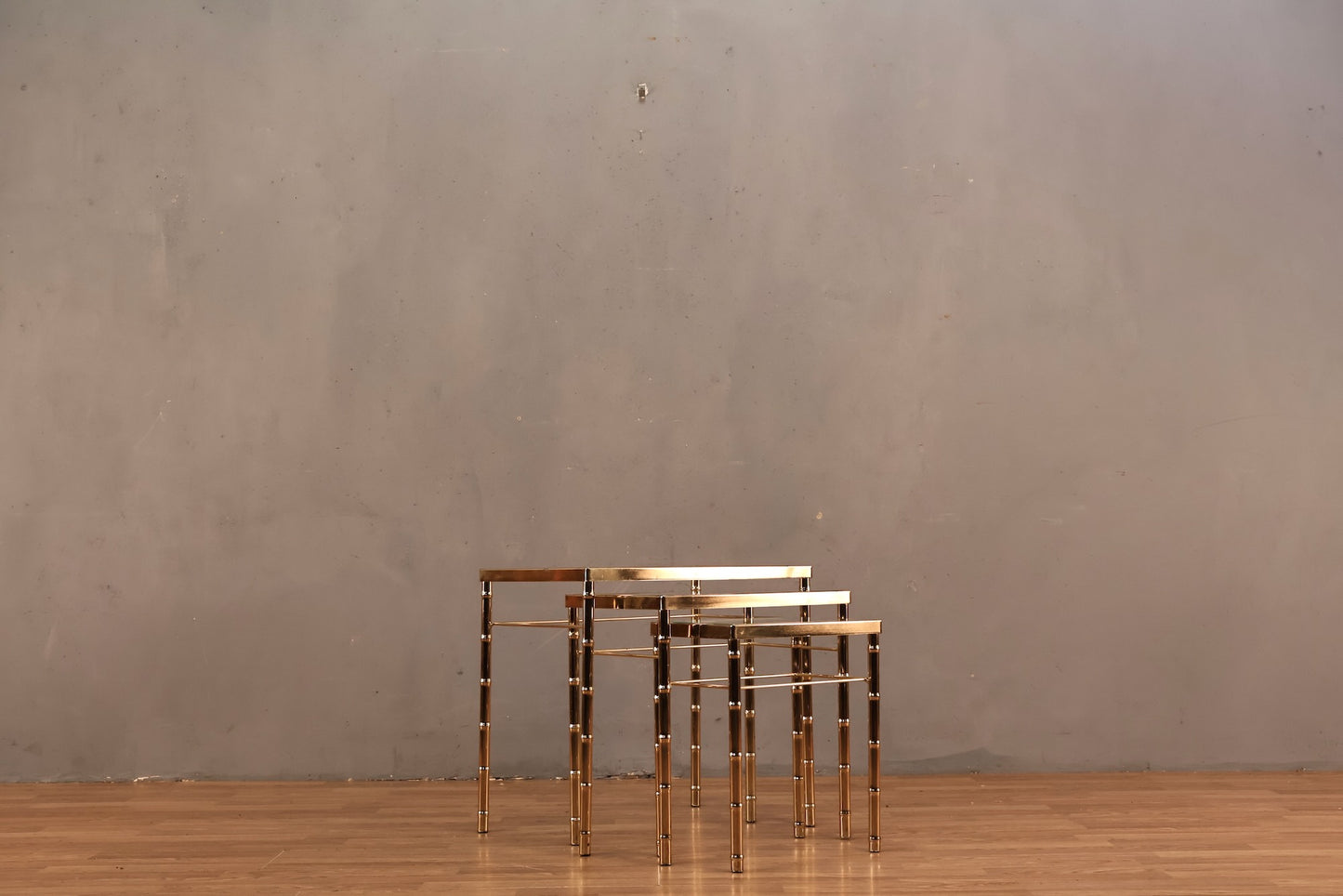Trio of Brass & Glass Nesting Tables