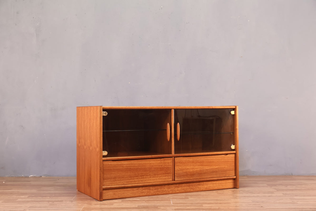 Danish Teak & Glass Mini Credenza