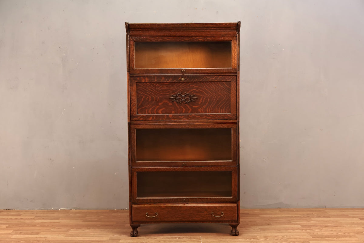 Antique Oak Drop-Front Barrister Bookcase