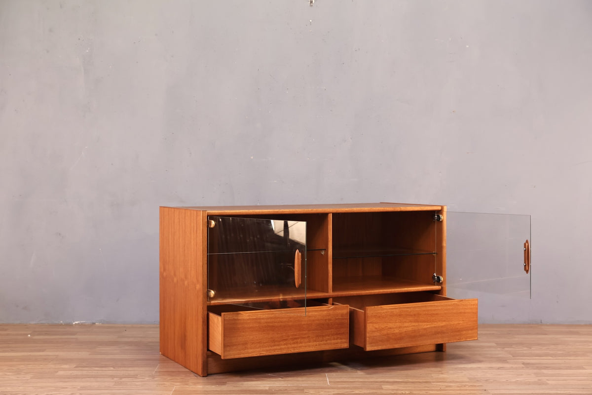 Danish Teak & Glass Mini Credenza