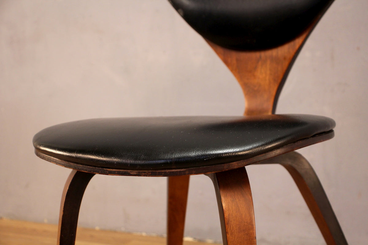 Norman Cherner Bentwood & Black Leather Side Chair