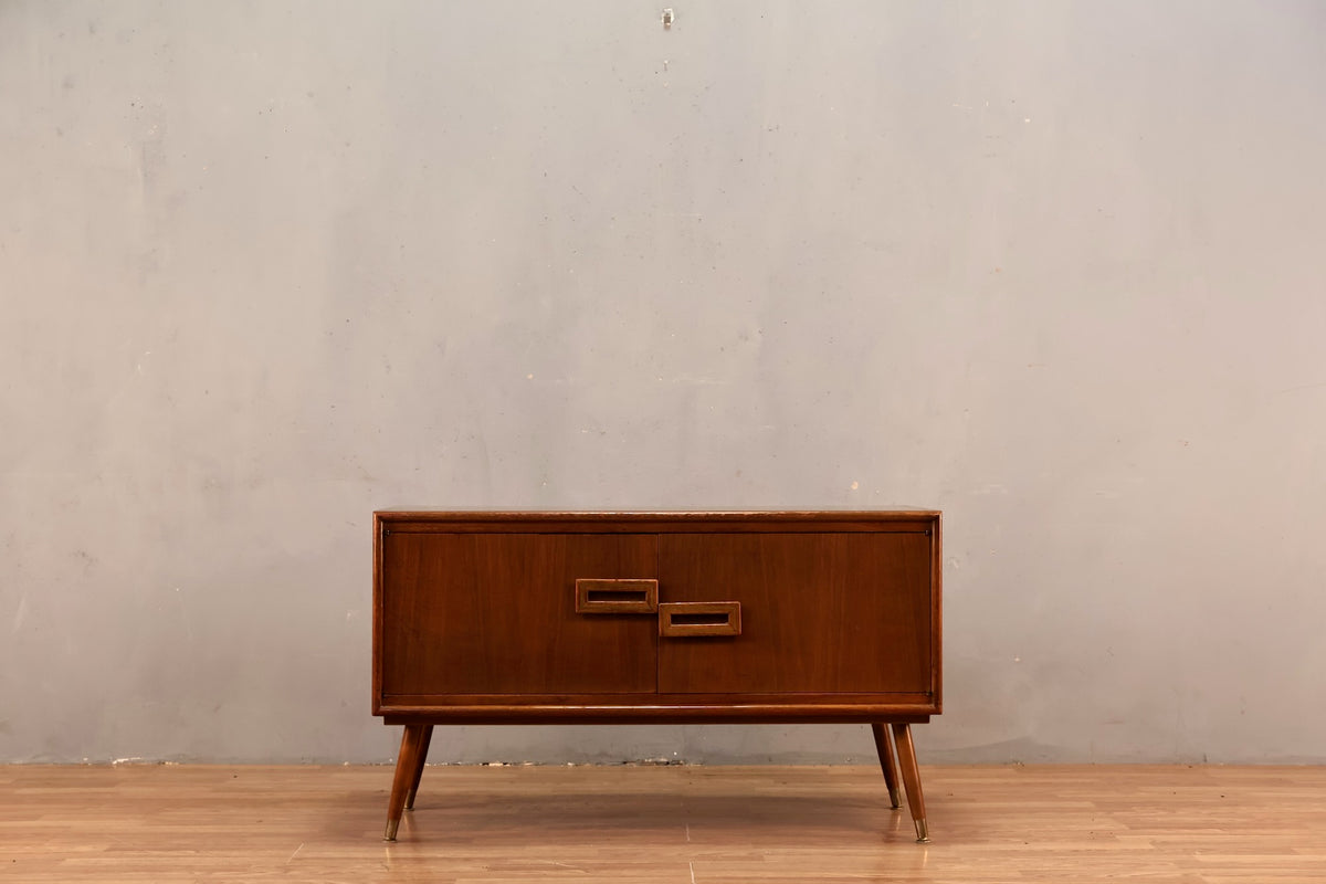 Mid Century Walnut 2-Door Mini Credenza