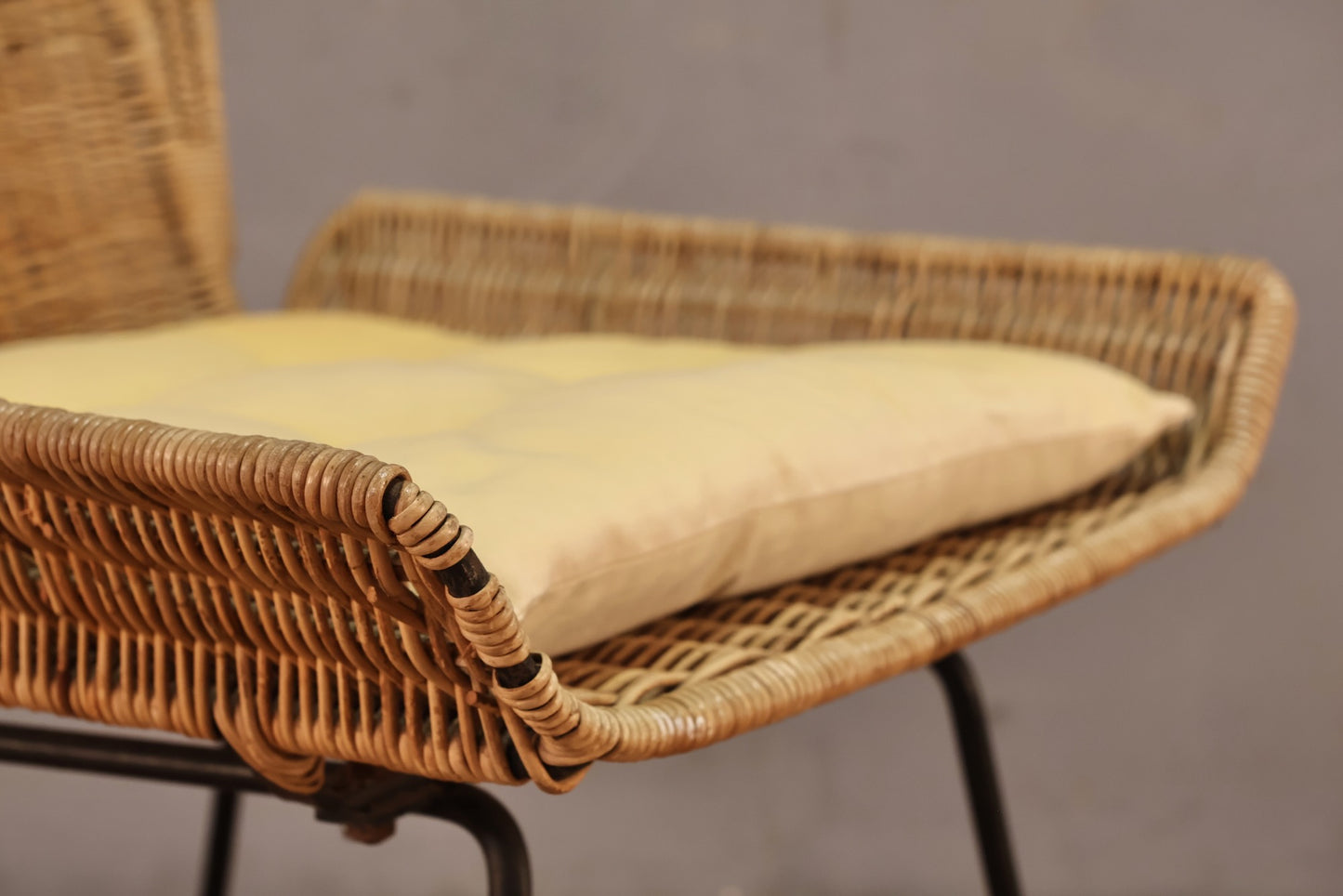 Mid Century Wicker & Iron Side Chair
