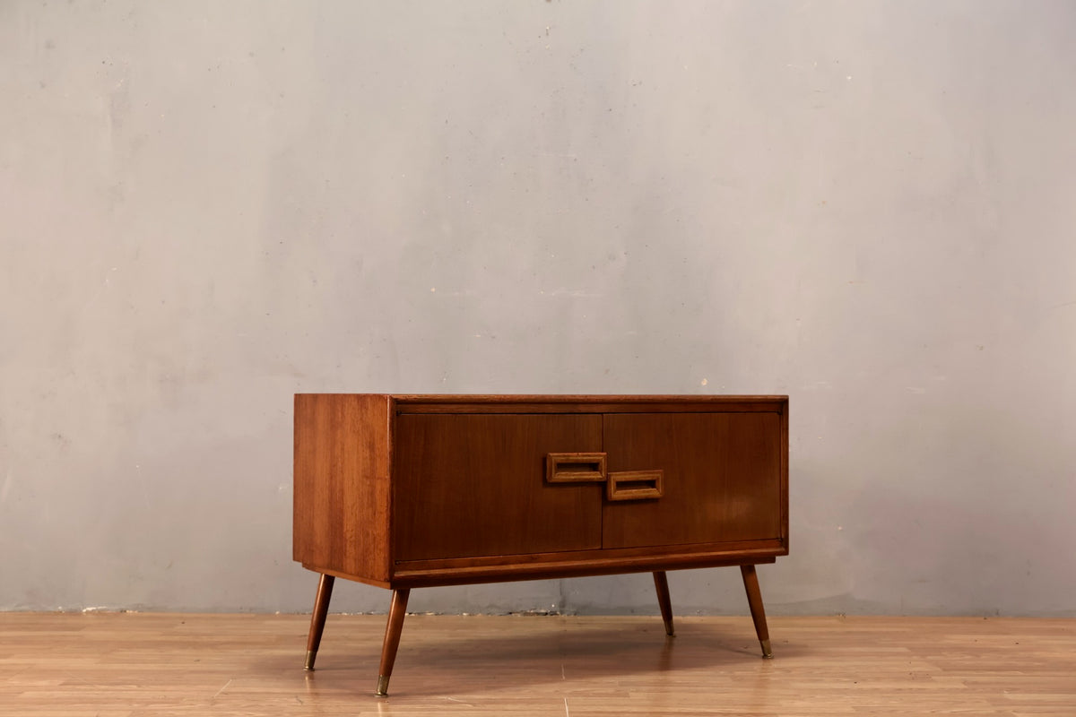 Mid Century Walnut 2-Door Mini Credenza