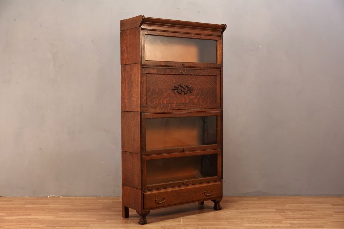Antique Oak Drop-Front Barrister Bookcase