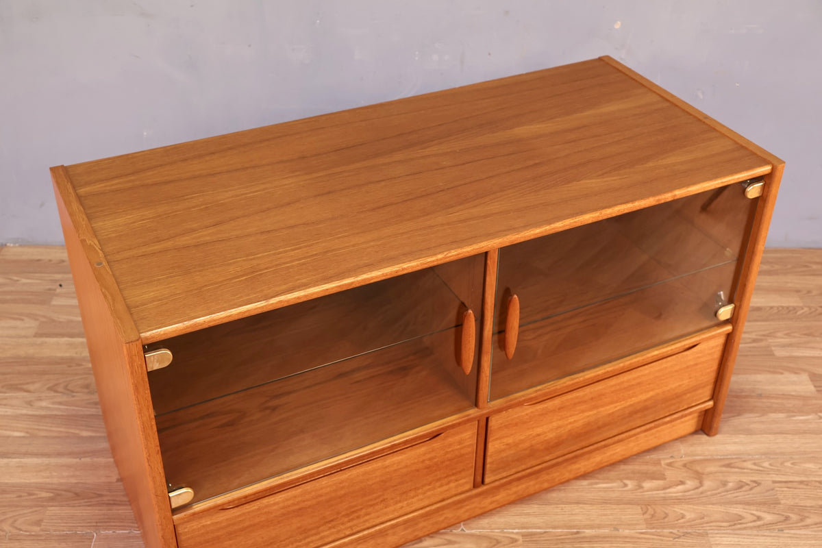 Danish Teak & Glass Mini Credenza