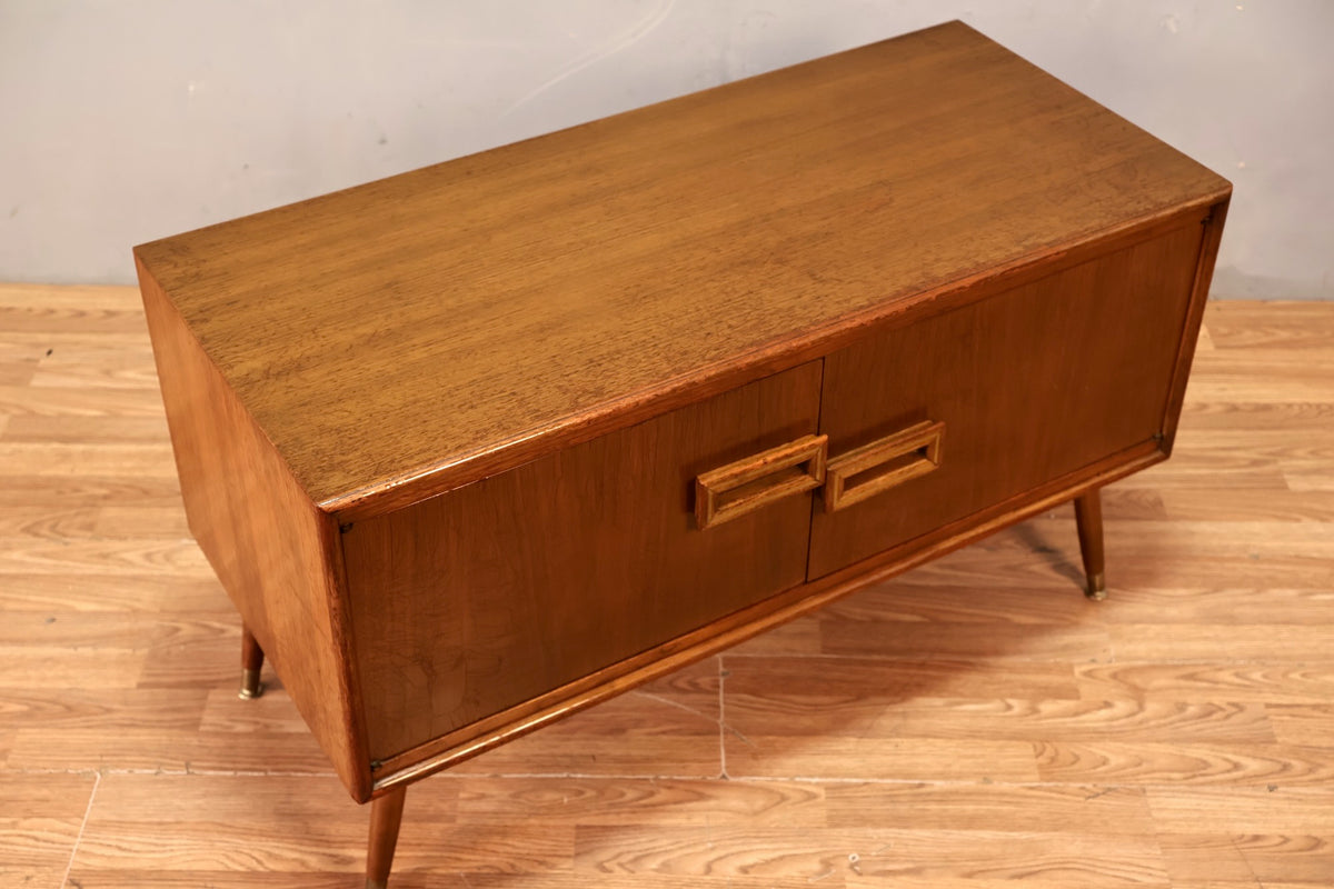 Mid Century Walnut 2-Door Mini Credenza