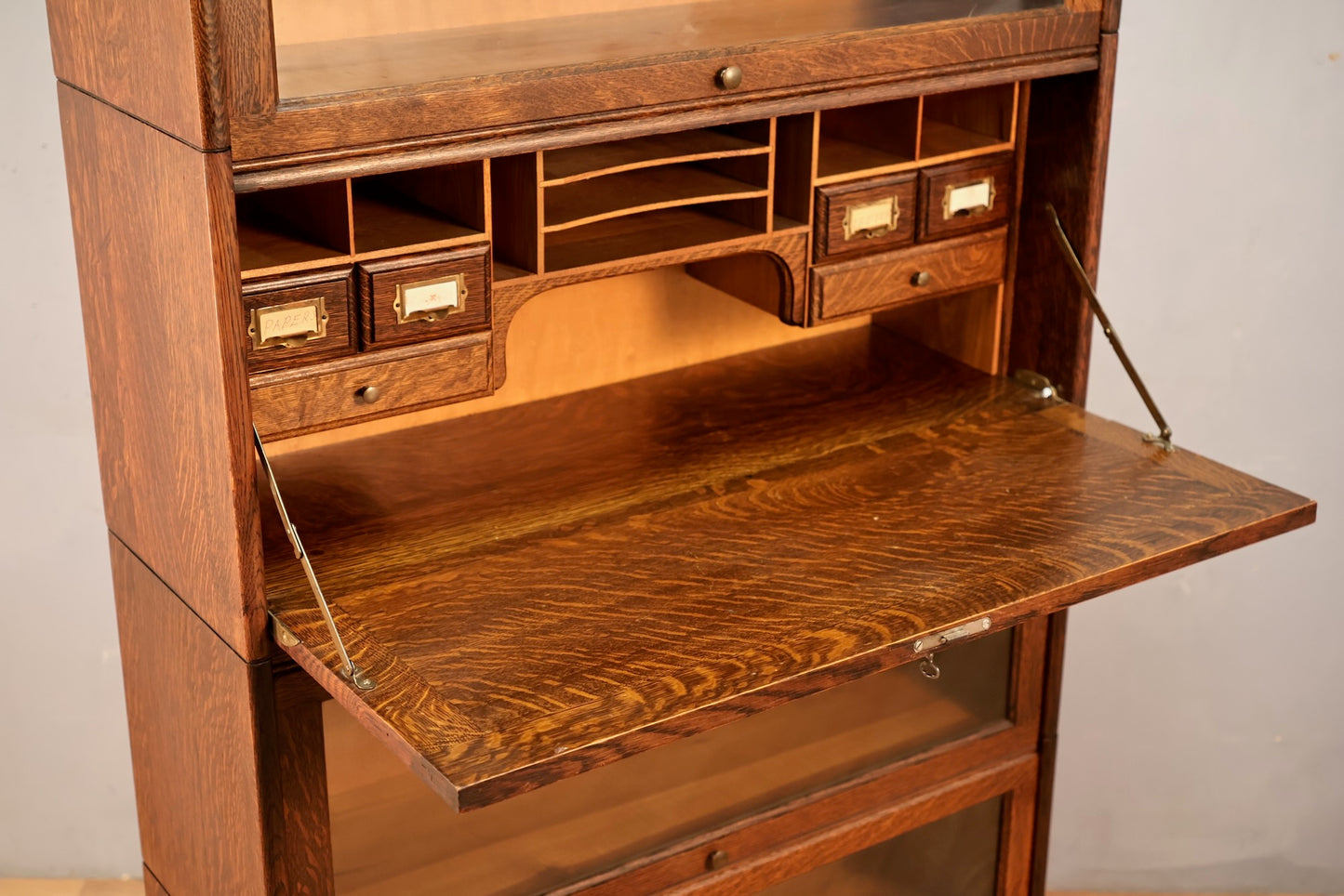 Antique Oak Drop-Front Barrister Bookcase