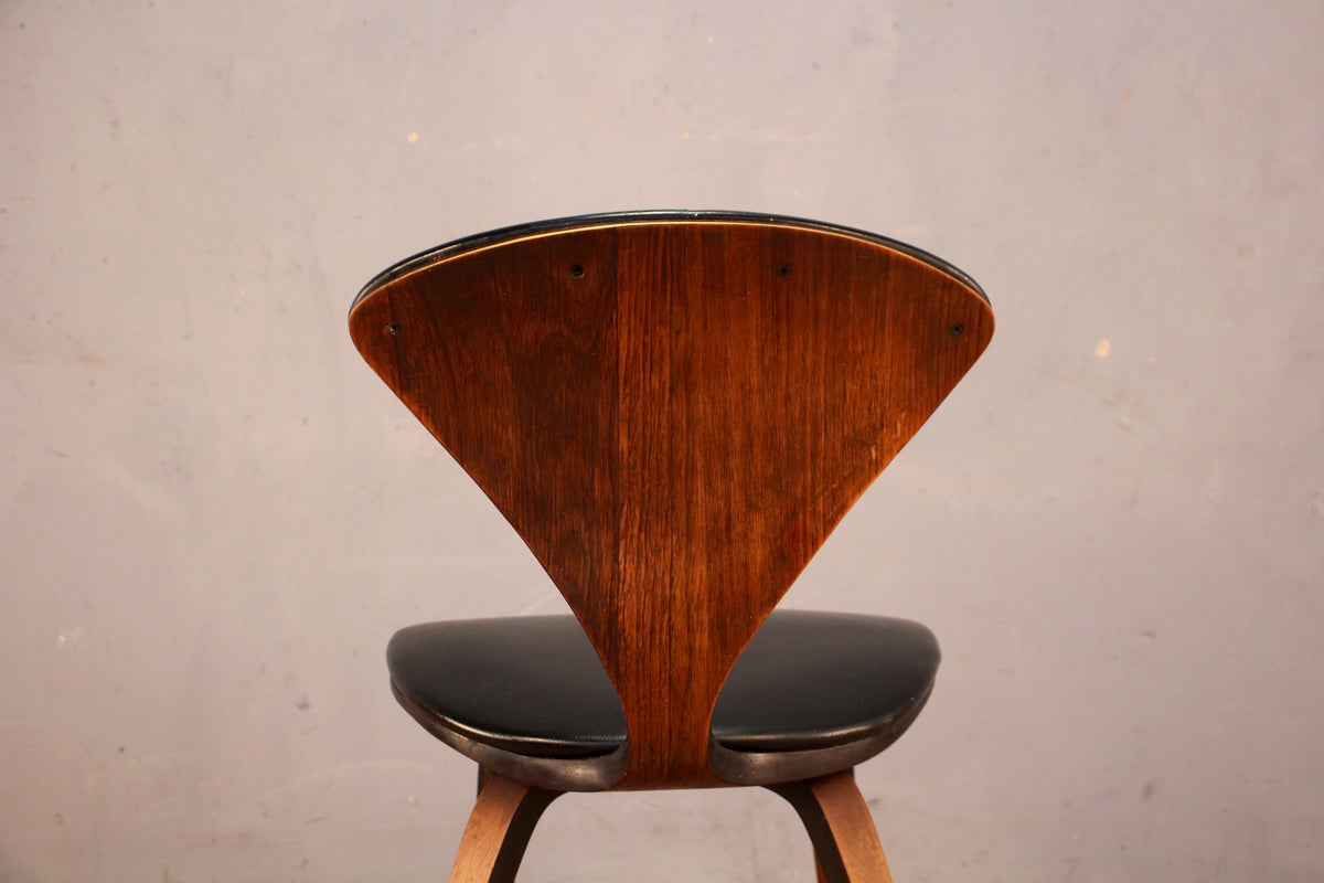 Norman Cherner Bentwood & Black Leather Side Chair