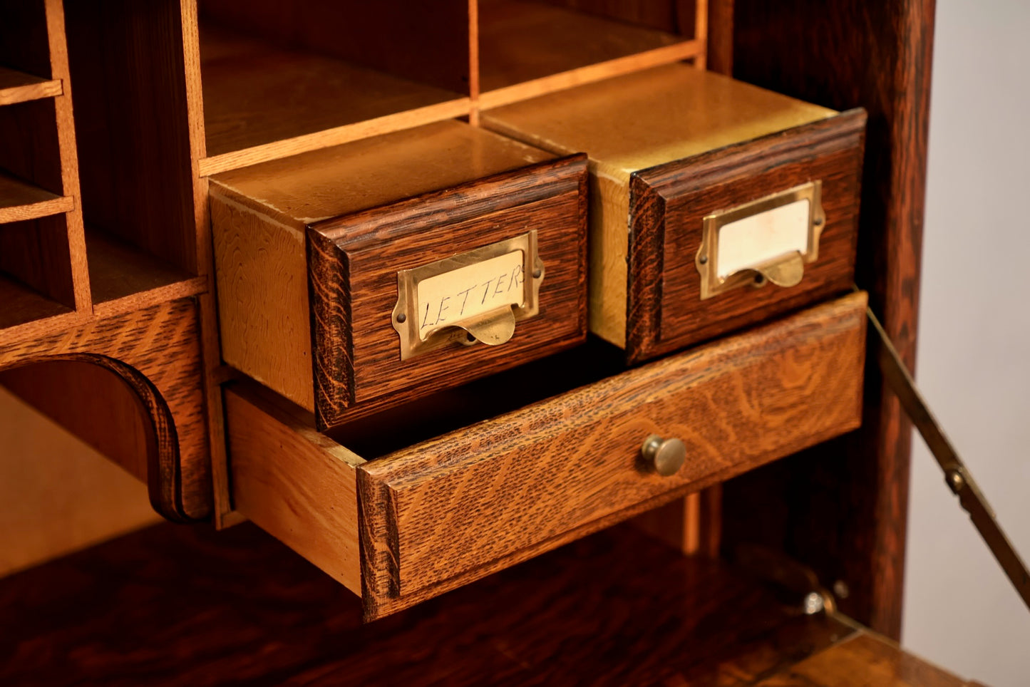 Antique Oak Drop-Front Barrister Bookcase