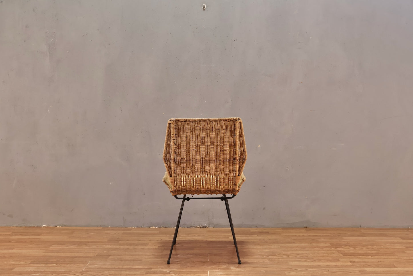 Mid Century Wicker & Iron Side Chair