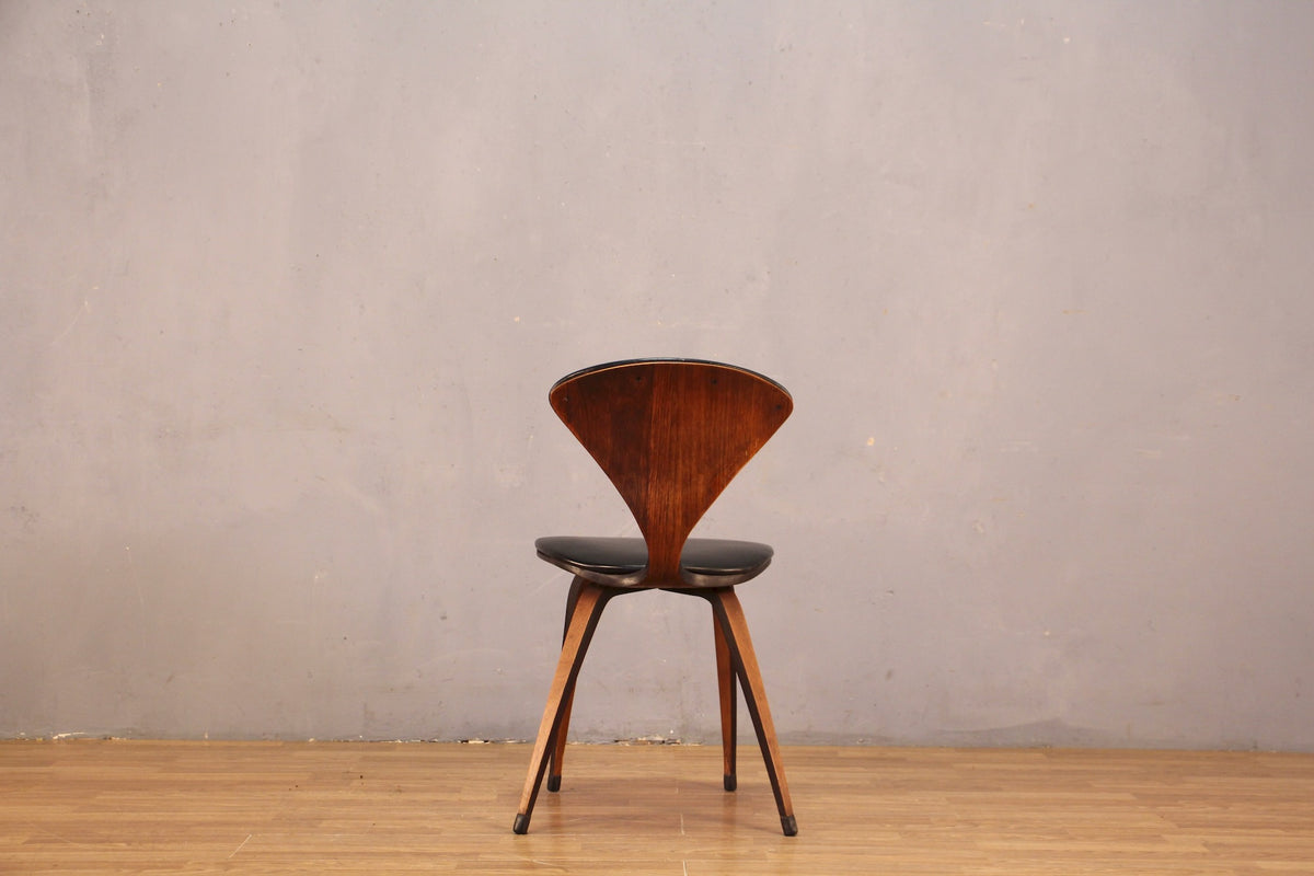 Norman Cherner Bentwood & Black Leather Side Chair