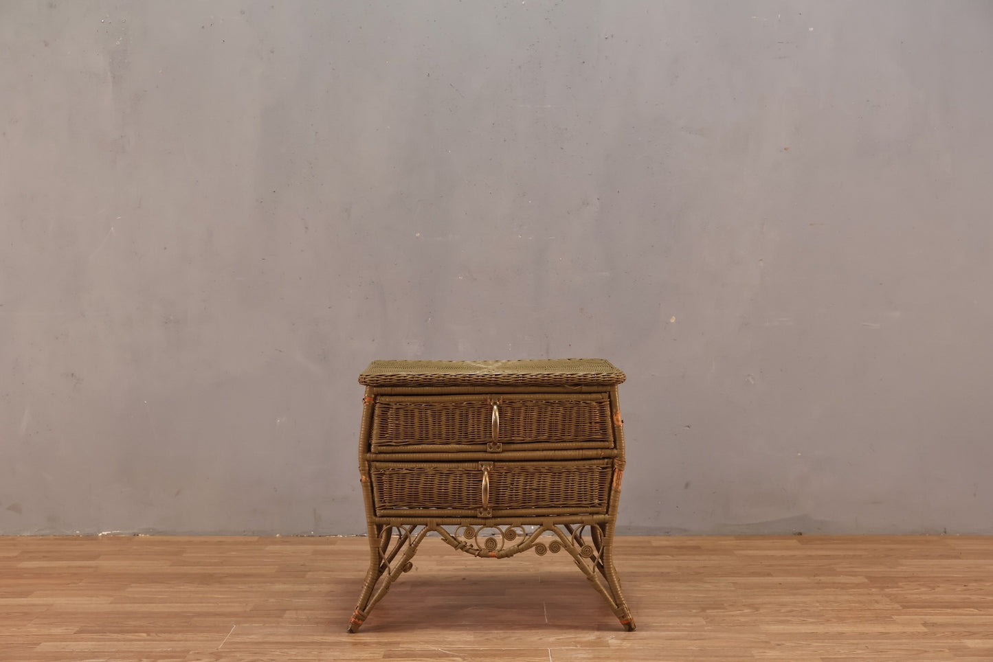 Olive Wicker 2-Drawer End Table - ONLINE ONLY