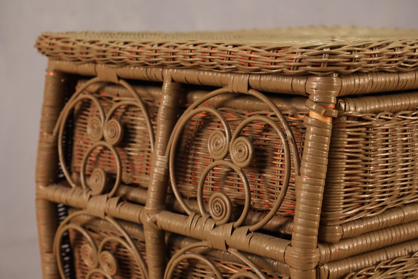 Olive Wicker 2-Drawer End Table - ONLINE ONLY
