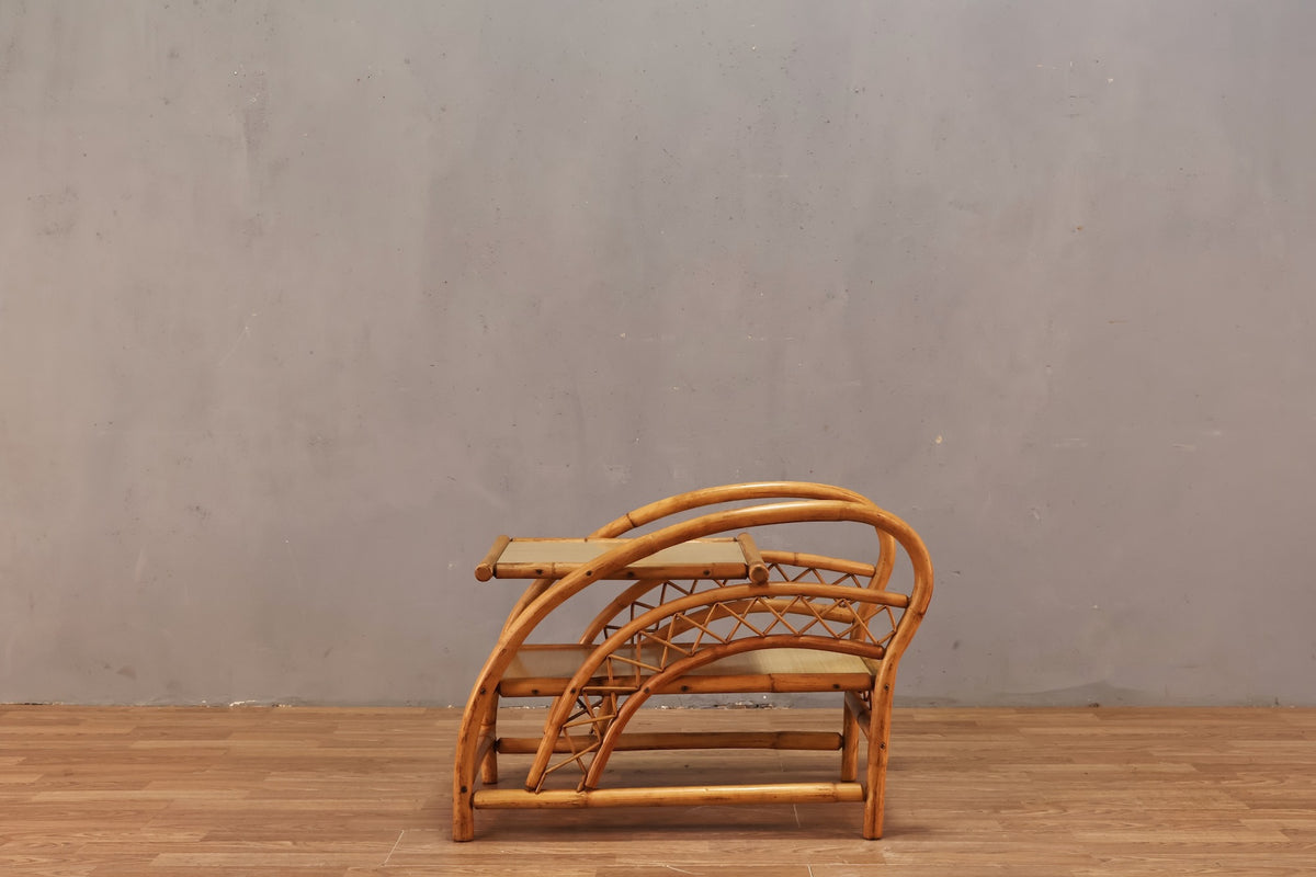 Mid Century Bamboo & Laminate Stepback Table