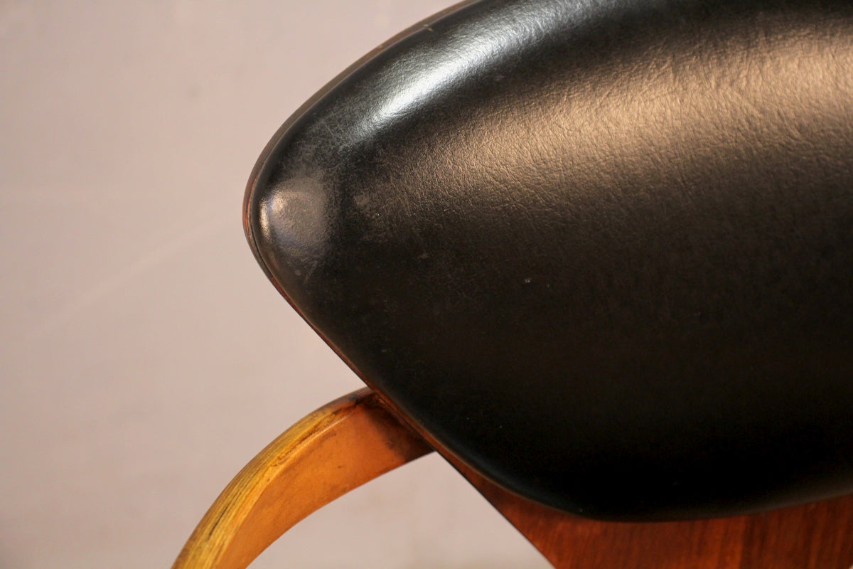 Norman Cherner Bentwood & Black Leather  Armchair