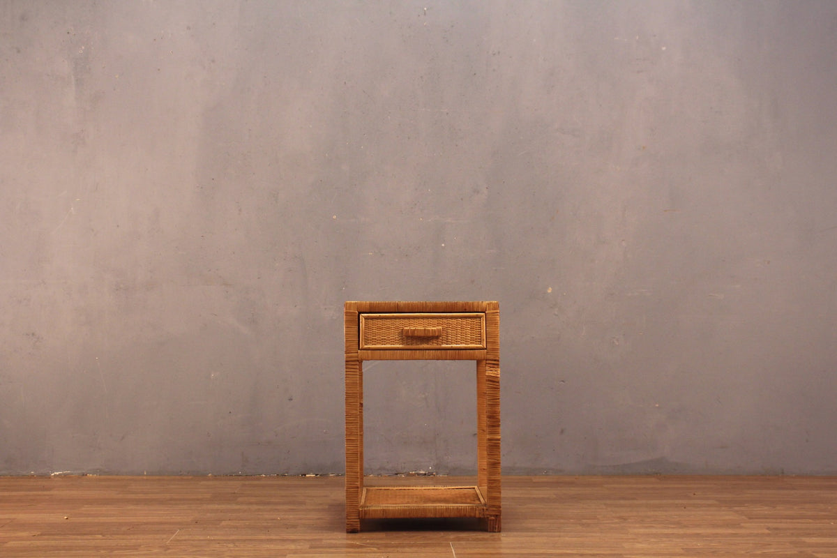 Blonde Rattan 1-Drawer Nightstand B