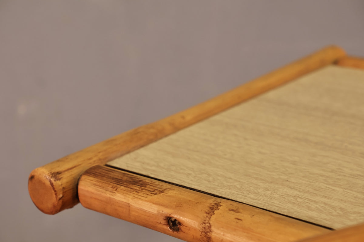 Mid Century Bamboo & Laminate Stepback Table