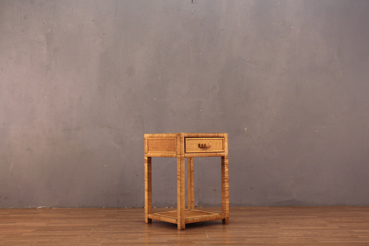 Blonde Rattan 1-Drawer Nightstand B