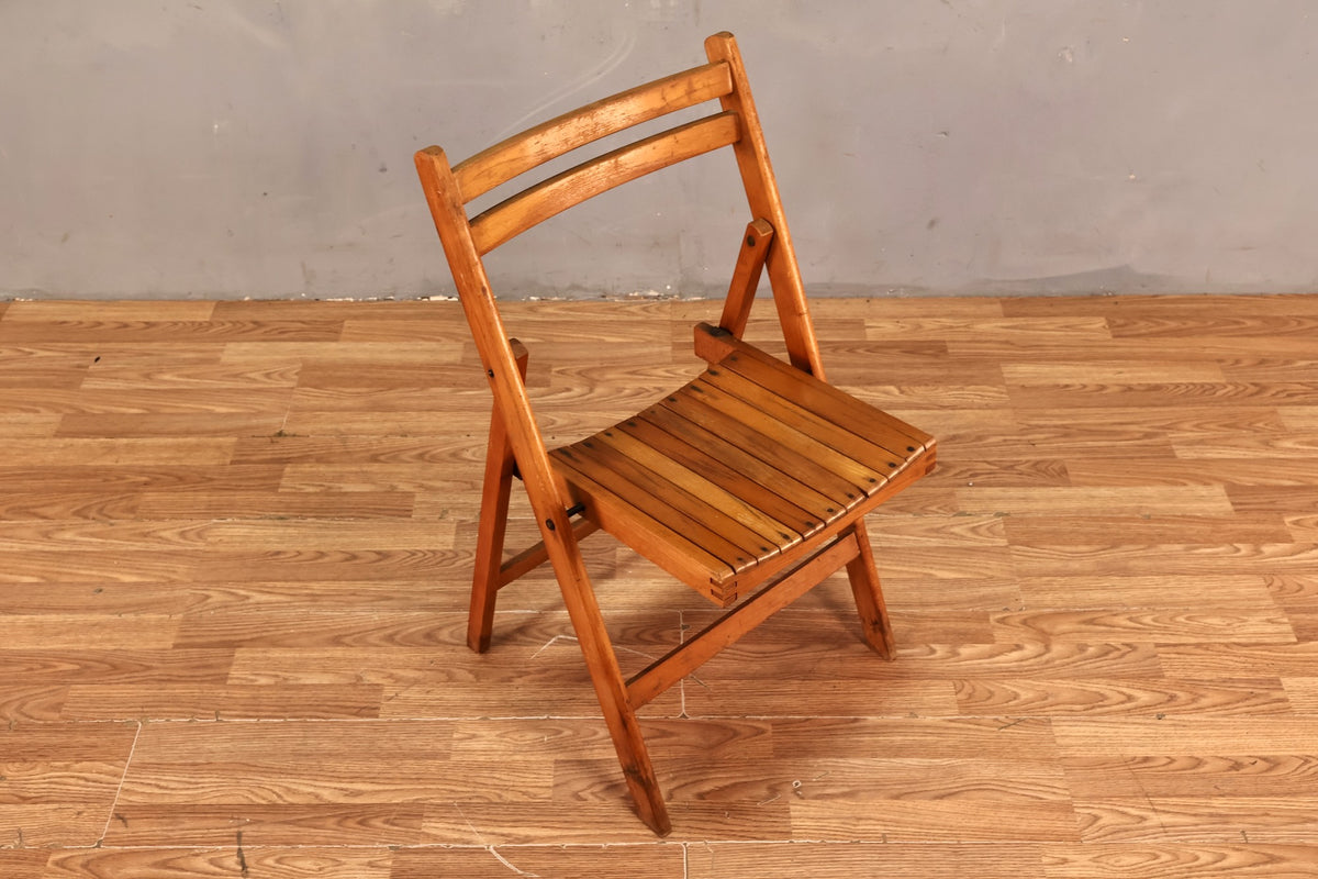 Rustic Slatted Folding Chair