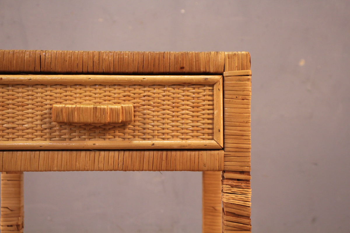 Blonde Rattan 1-Drawer Nightstand B