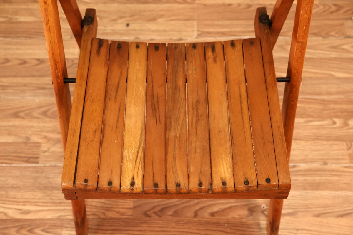 Rustic Slatted Folding Chair