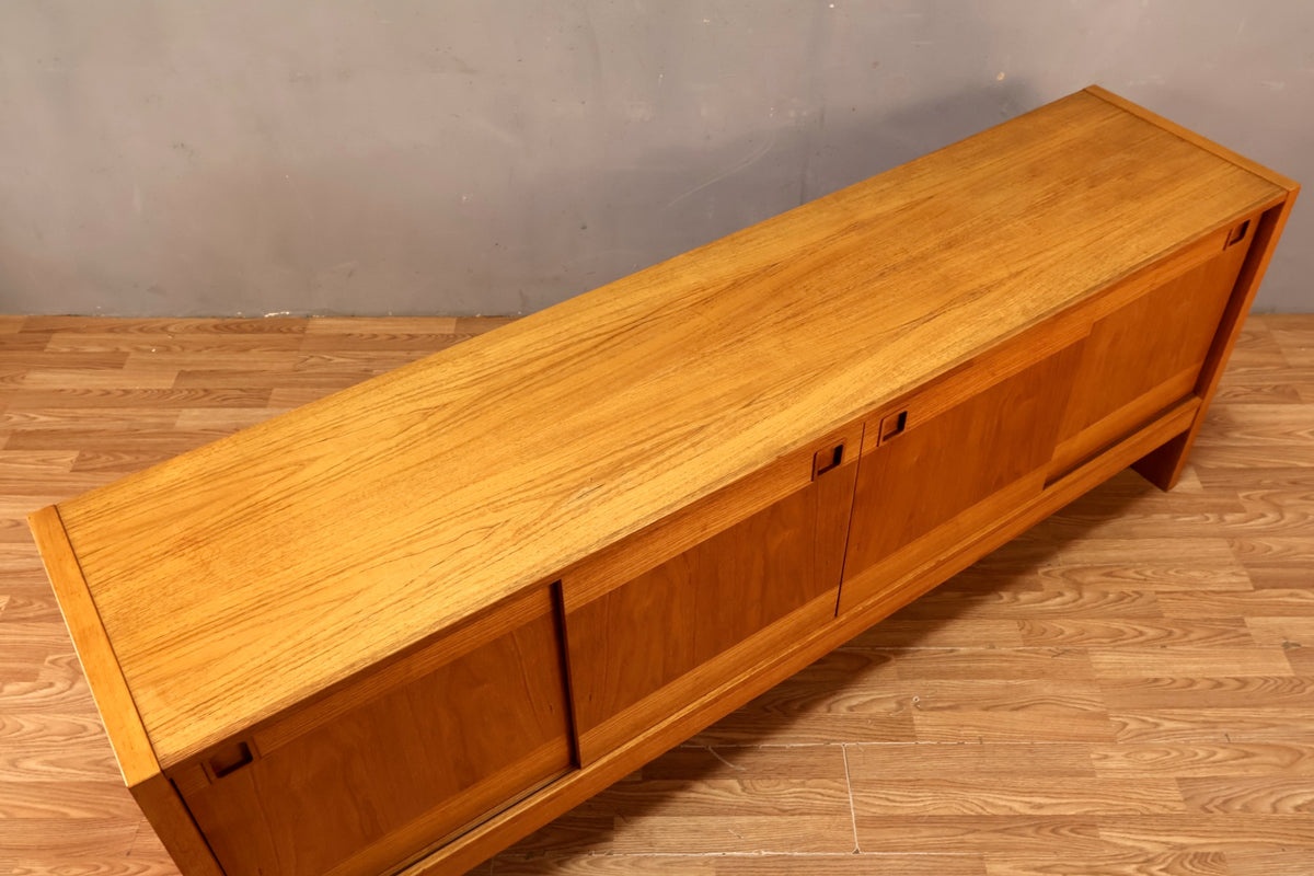 Long Teak Sliding-Door Credenza