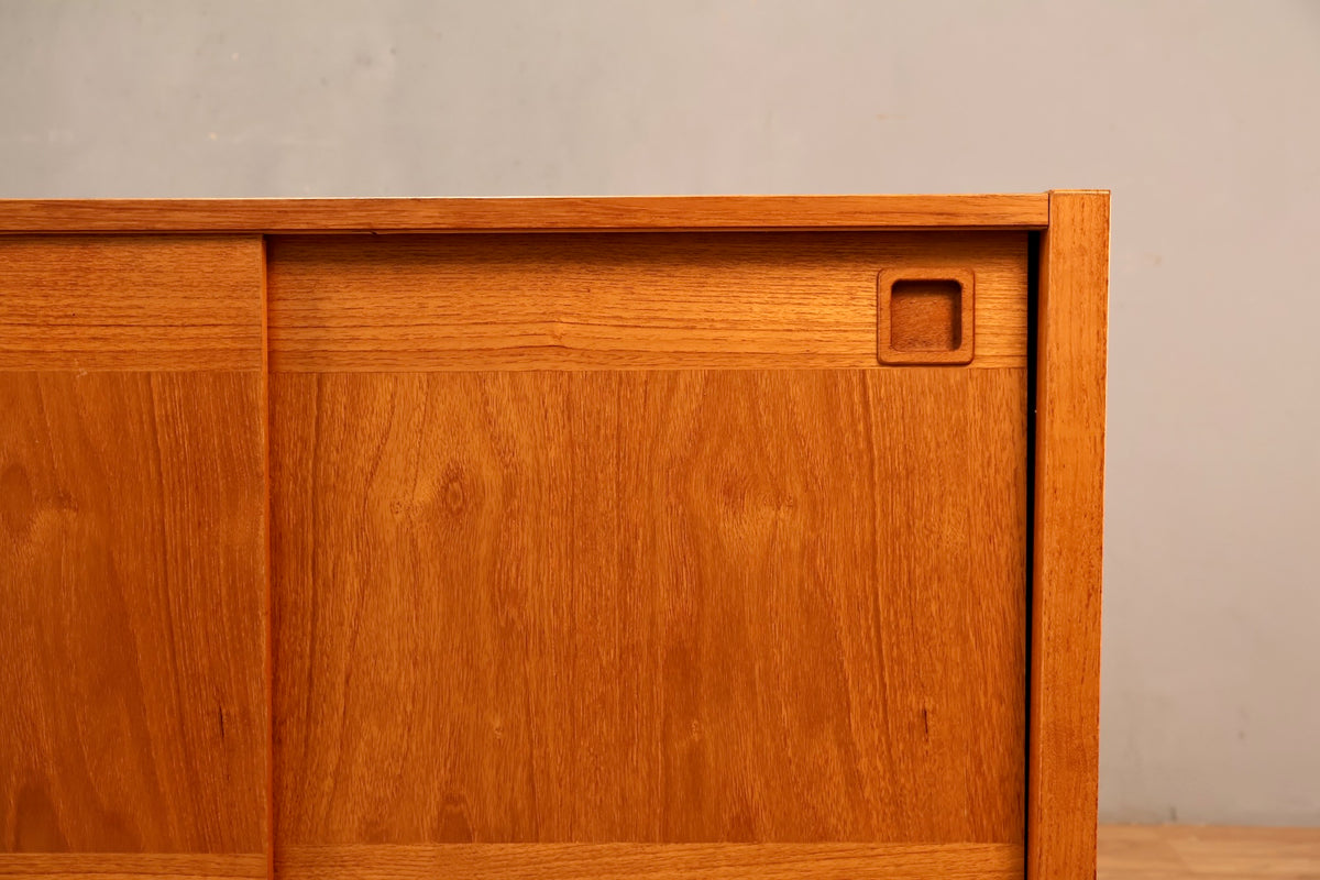 Long Teak Sliding-Door Credenza
