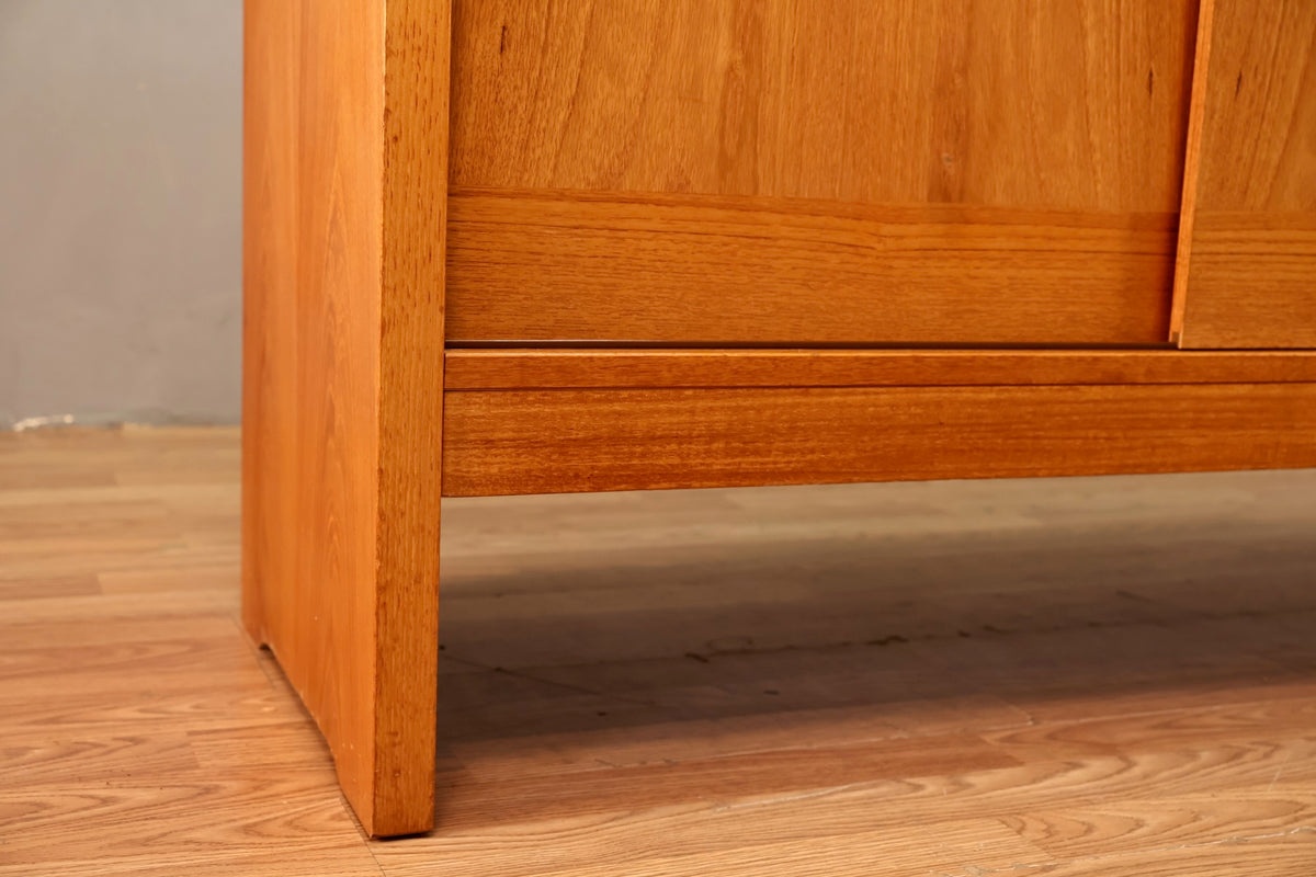 Long Teak Sliding-Door Credenza
