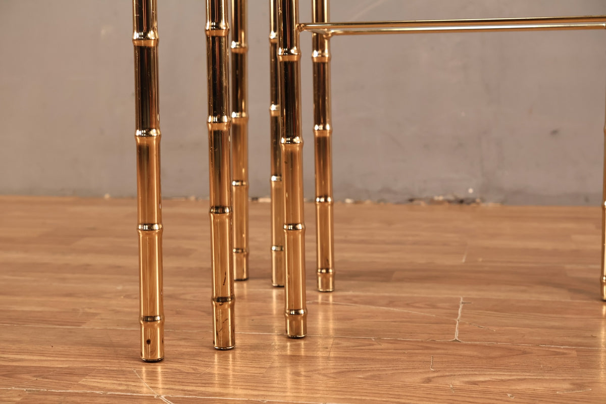 Trio of Brass & Glass Nesting Tables