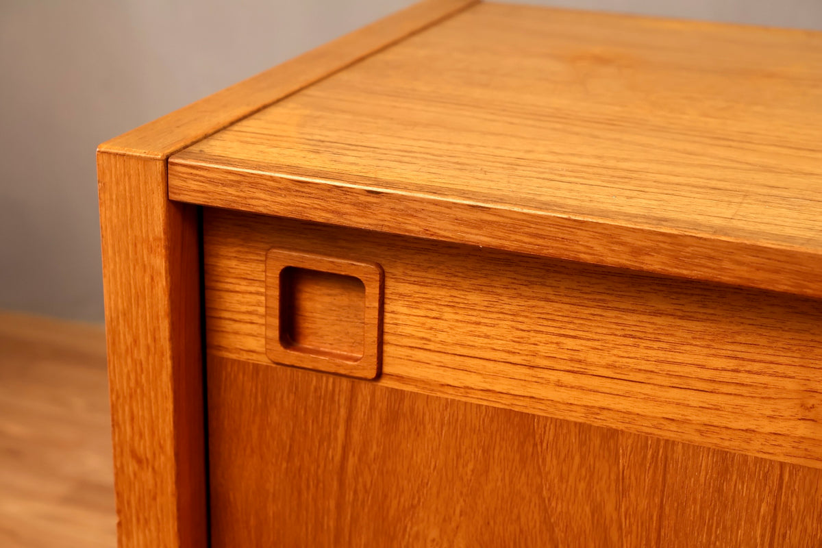 Long Teak Sliding-Door Credenza