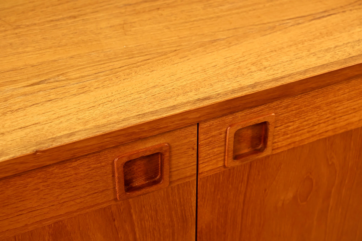 Long Teak Sliding-Door Credenza