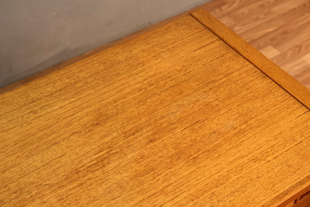 Long Teak Sliding-Door Credenza