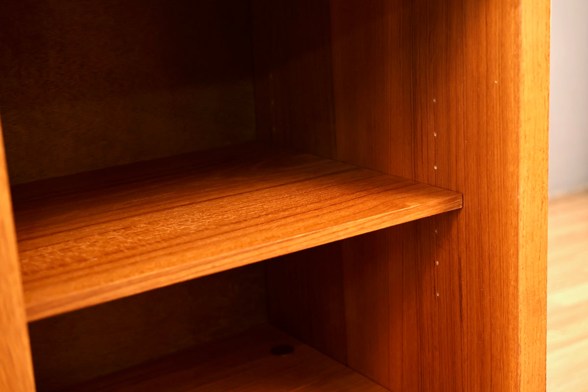 Long Teak Sliding-Door Credenza