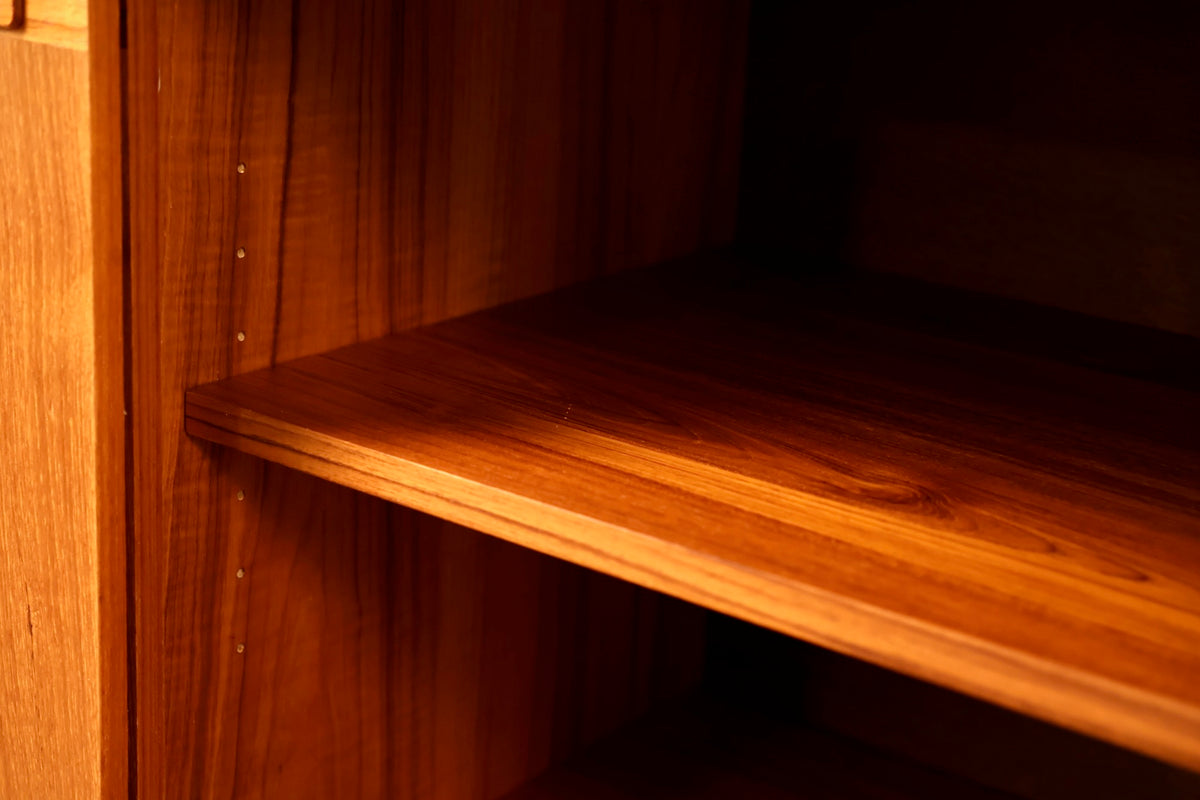Long Teak Sliding-Door Credenza