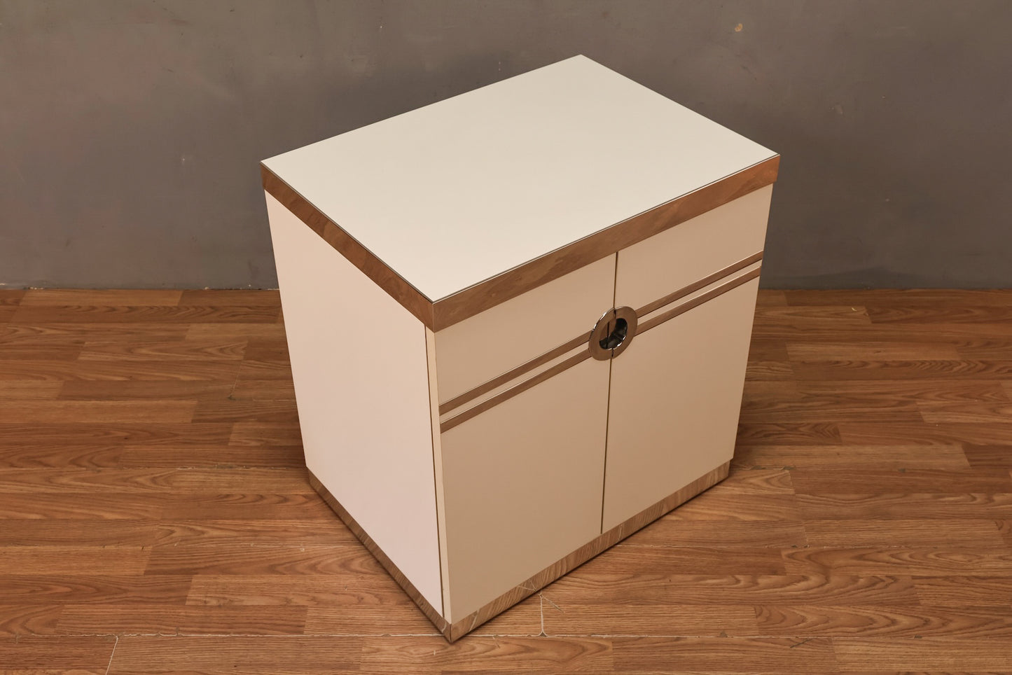 Pierre Cardin White & Chrome 2-Door Cabinet
