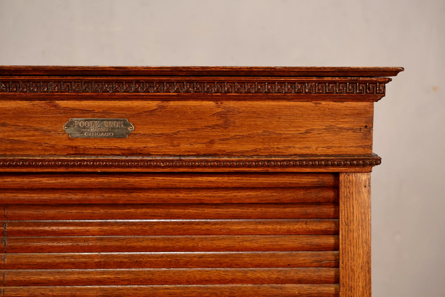 Antique Oak Roll-Top Railway Ticket Cabinet