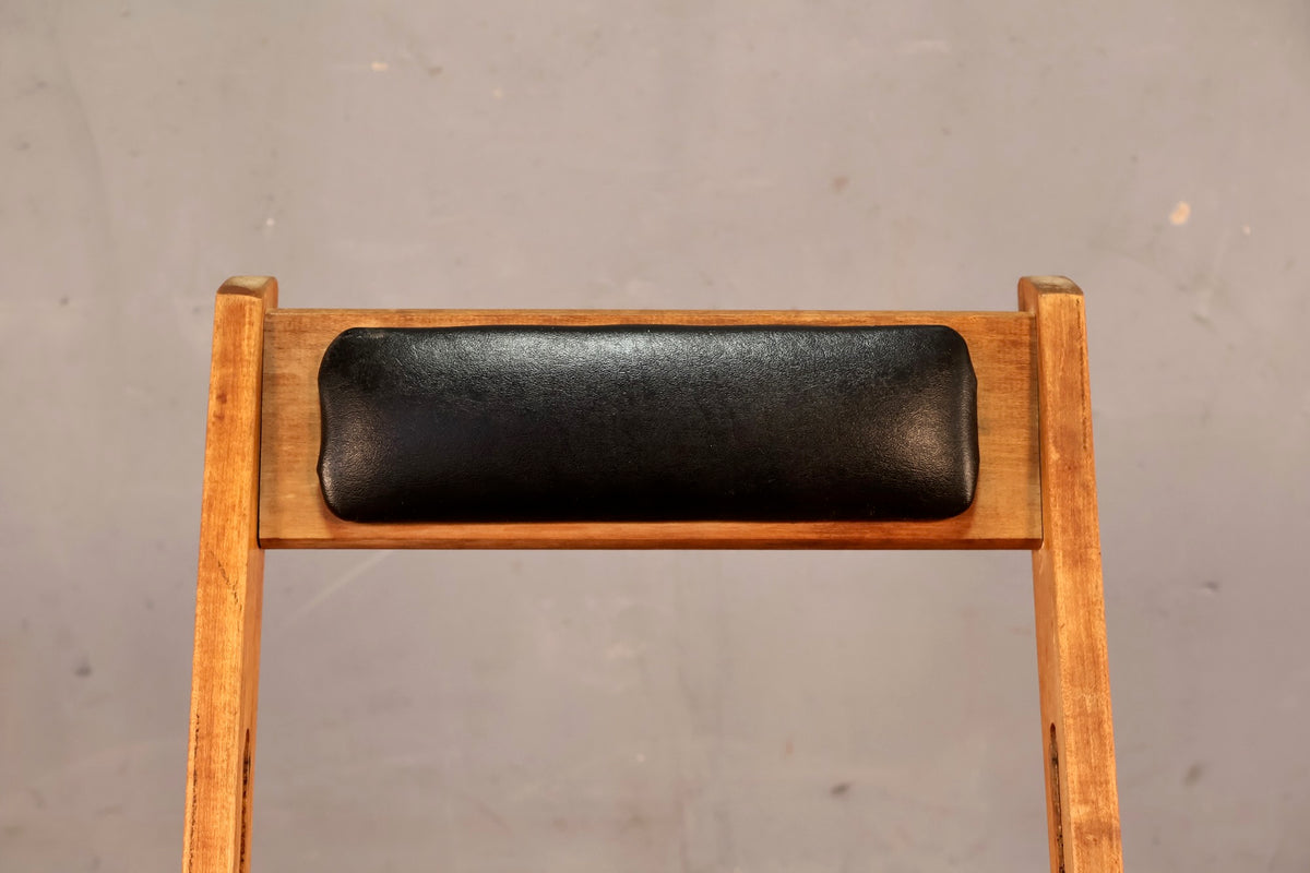 Black Vinyl & Wood Folding Chair