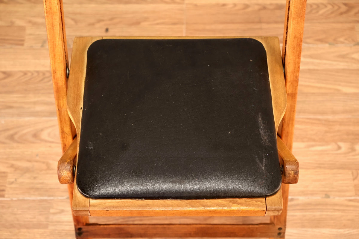 Black Vinyl & Wood Folding Chair